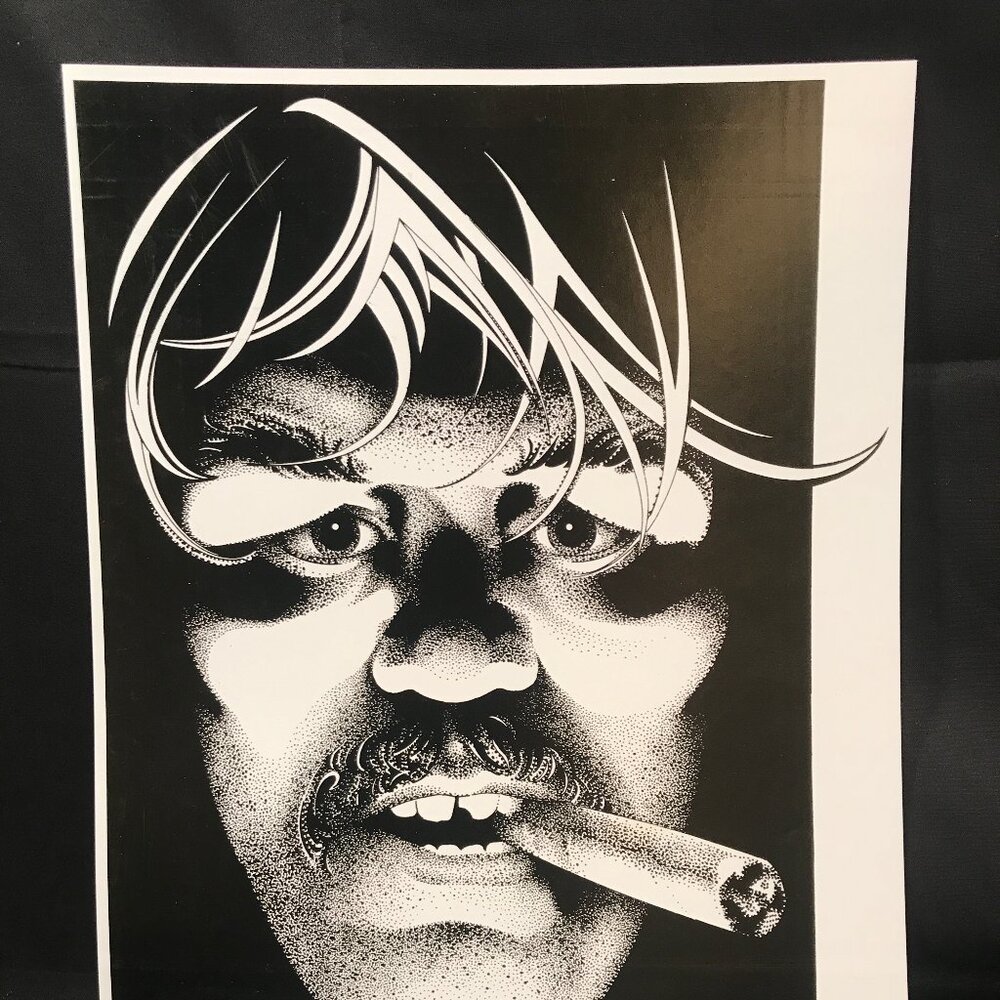 REX Pointillism Gay Art Print  10.5x13 Smoking Cigarette Man - Europe 2012